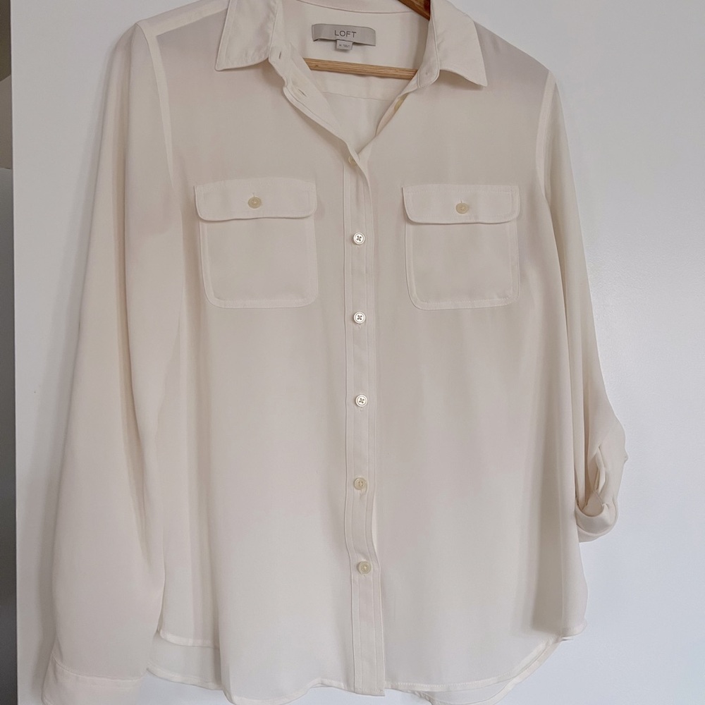 Creamy-white Loft button-down blouse